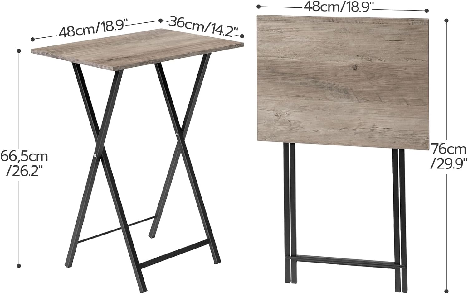 HOOBRO Folding TV Table, TV Tray, Stable Snack Table for Small Space, Portable Sofaside Desk, Easy Assembly and Storage