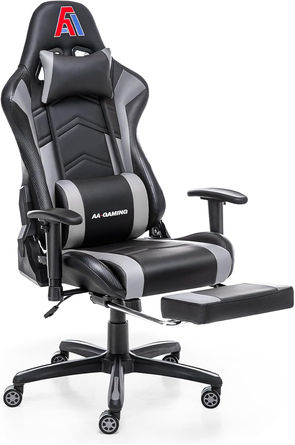 AA Products Gaming Chair Ergonomic High Back Computer Racing Chair Adjustable Office Chair with Footrest, Lumbar Support Swivel Chair - Black