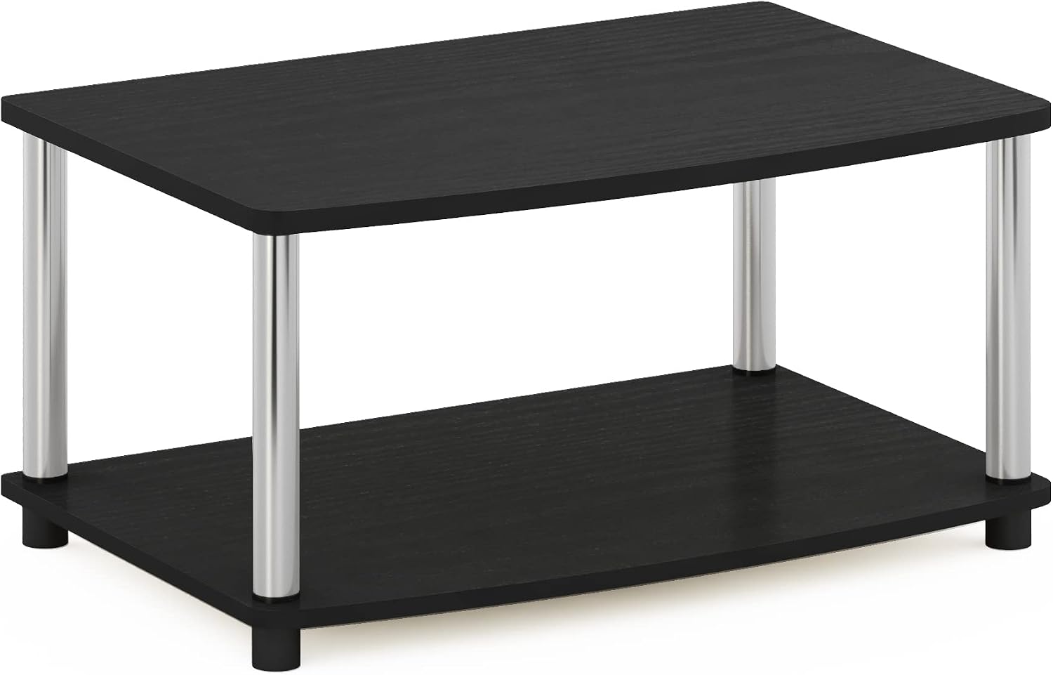 Furinno Turn-N-Tube TV Riser Stand, 2-Tier Small Elevated No Tools TV Stand, TV Console for TV up to 32 inch, 15.8 x 23.8 x 11, for Living Room, Bedroom, French Oak/Black