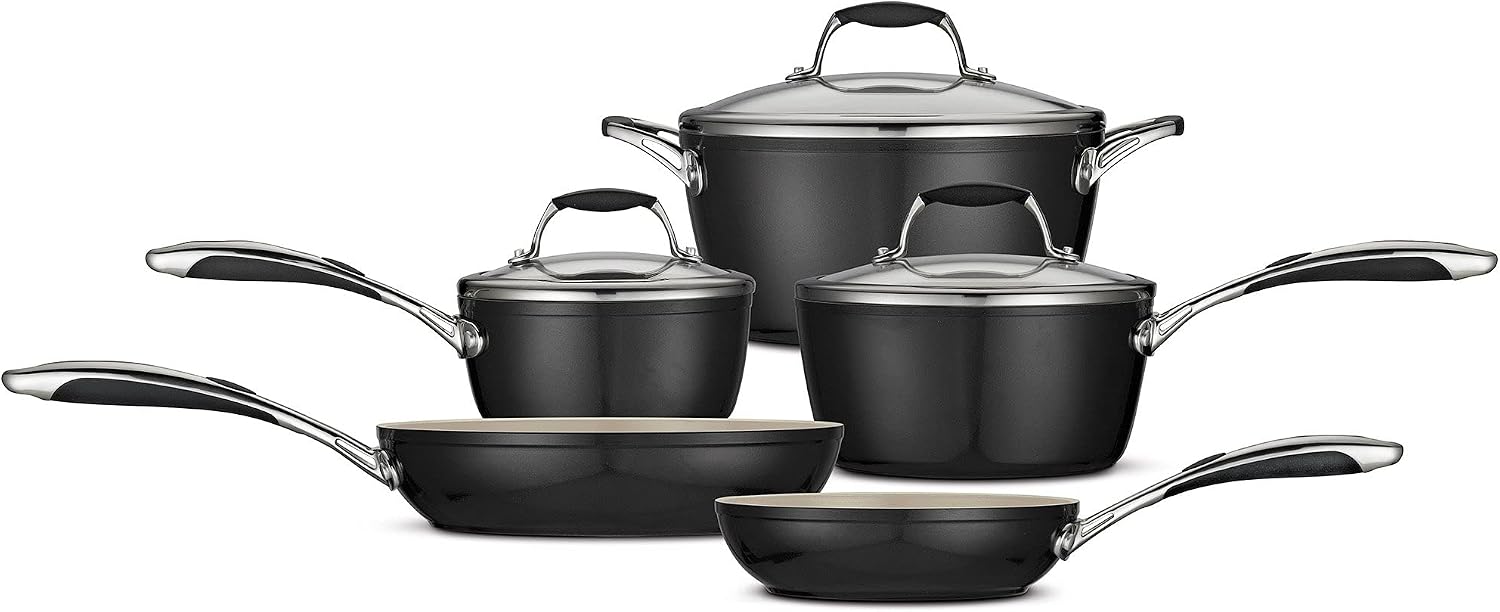 Tramontina Ceramica Deluxe 1.5-Quart Sauce Pan with Glass Lid | Ceramic Non Stick Small Saucepan, Oven-Safe, Metallic Black
