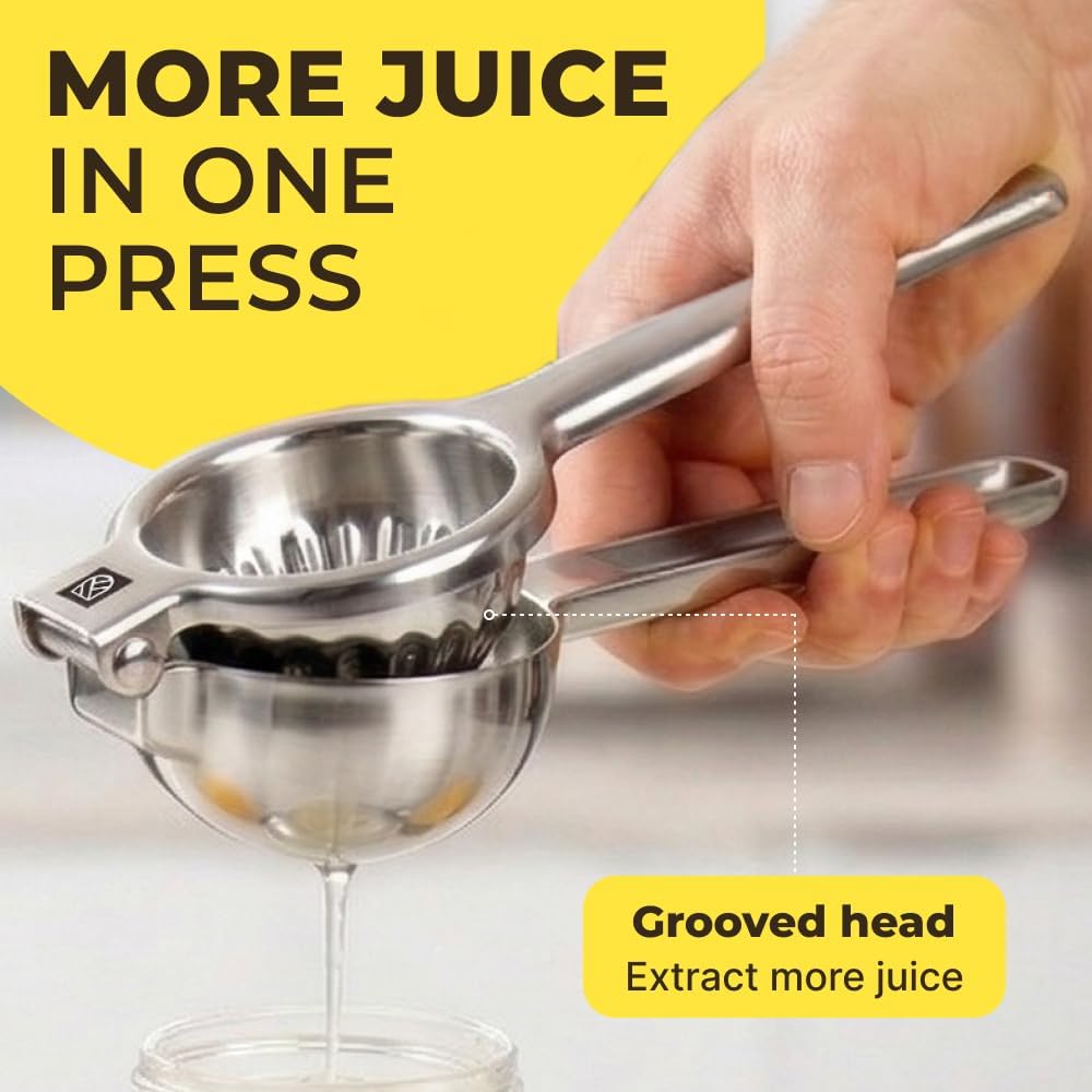 Large Lemon Squeezer Stainless Steel Press - Non-Slip Grip, Heavy Duty, Manual Design - Effortless Pro-Grade Lemon, Lime, Orange