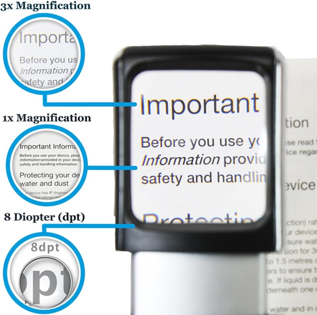 Small-Magnifying-Glass with LED-Light 3X Lighted-Pocket EasY Magnifier -Hand Held Lighted Magnify Glasses for Close Work Reading Books Pill Bottles