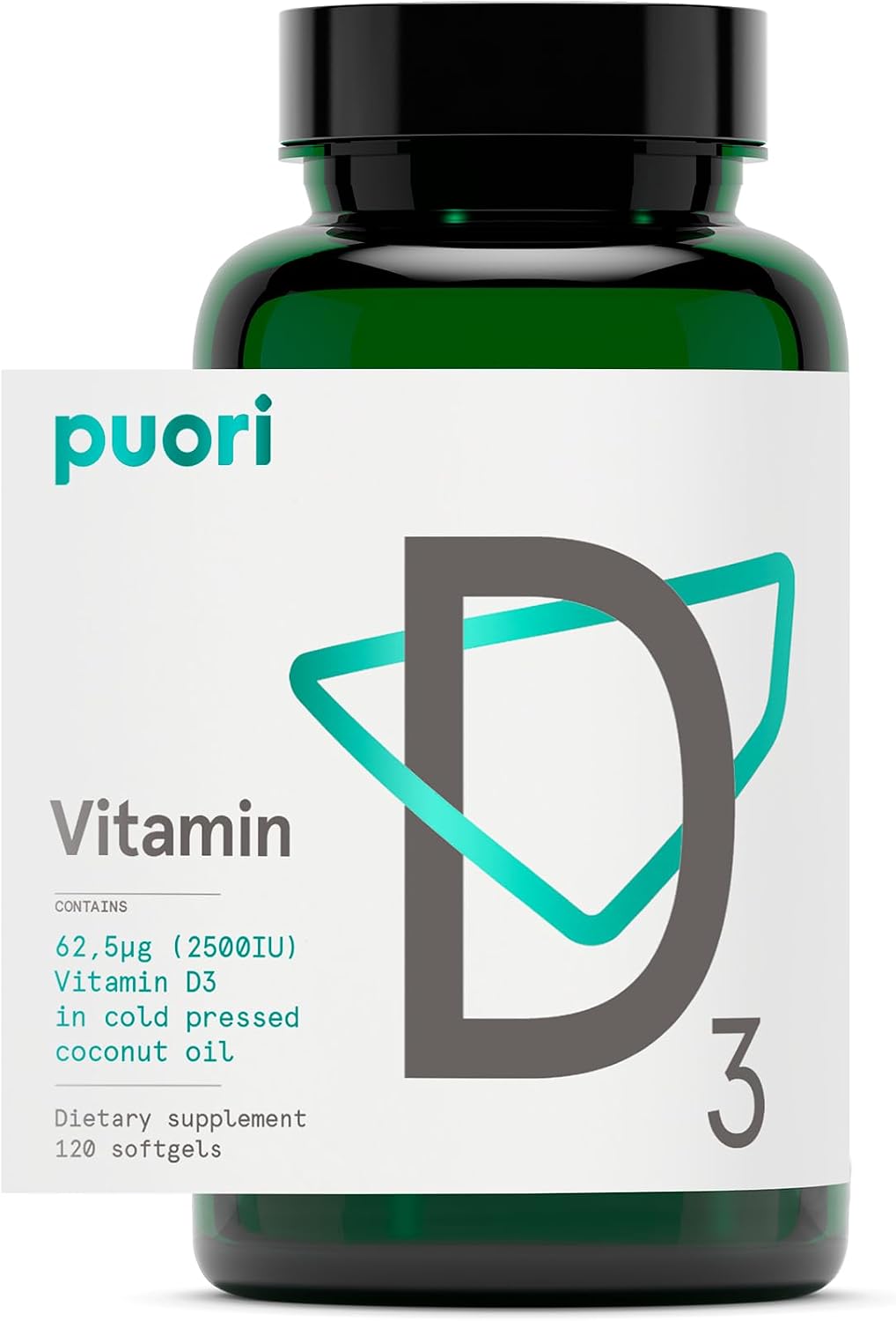 Puori Vitamin D3 Softgels for Adults, 2500 IU (62.5 mcg), 120 Count | Fast Absorbing Supplement Supports Immune System, Bone Health