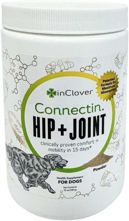 InClover Connectin Hip and Joint Supplement for Dogs - Glucosamine, Chondroitin and Hyaluronic Acid - Soft Chews for Dog Joint Mobility and Comfort Support - 100 Count