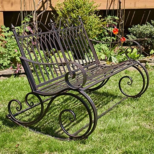 Zaer Ltd. Outdoor Metal Rocking Arm Chair (Arm Chair, Antique White)