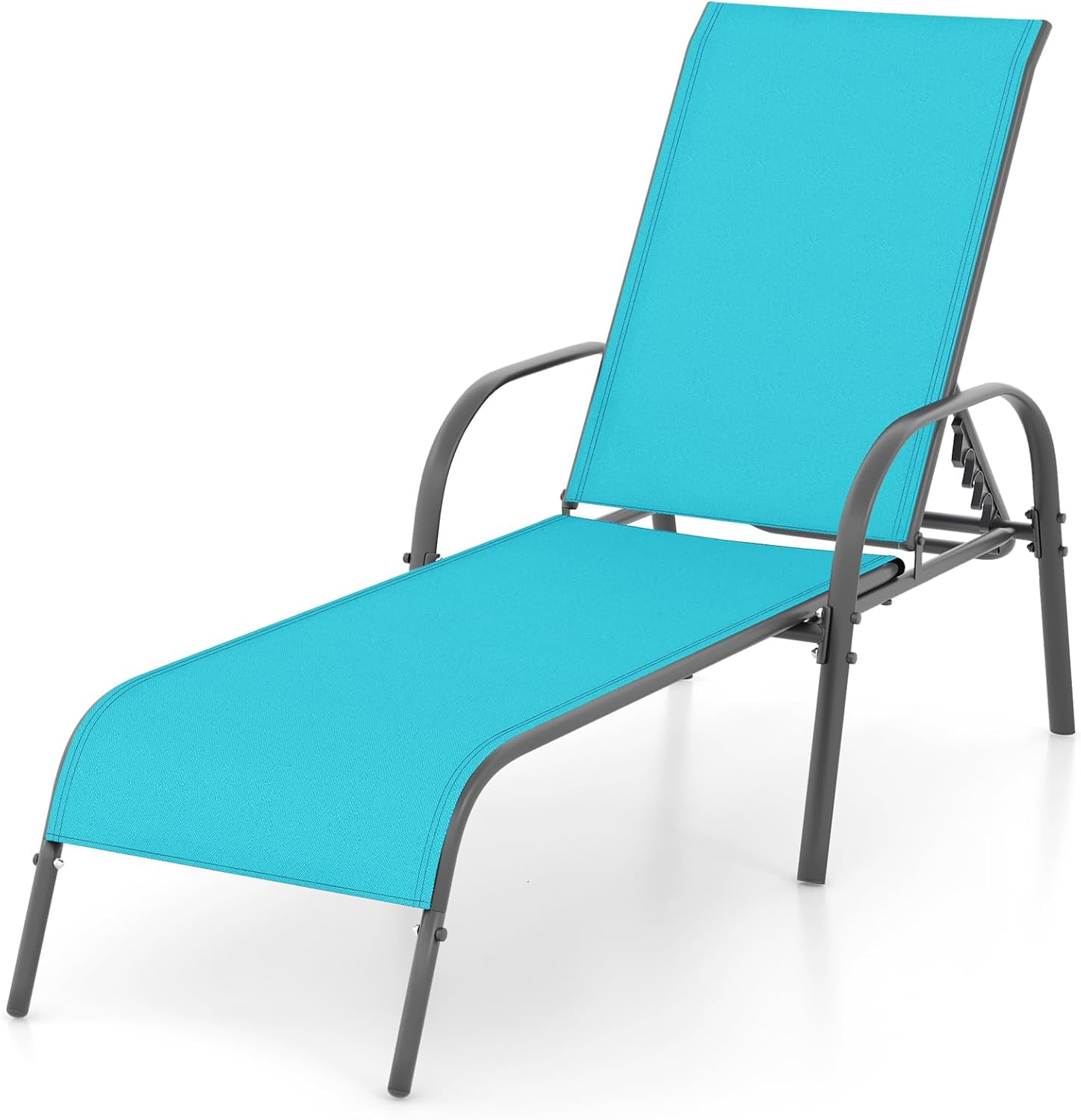 GIANTEX 2 Pack Patio Lounge Chair with 5 Adjustable Backrest, Black