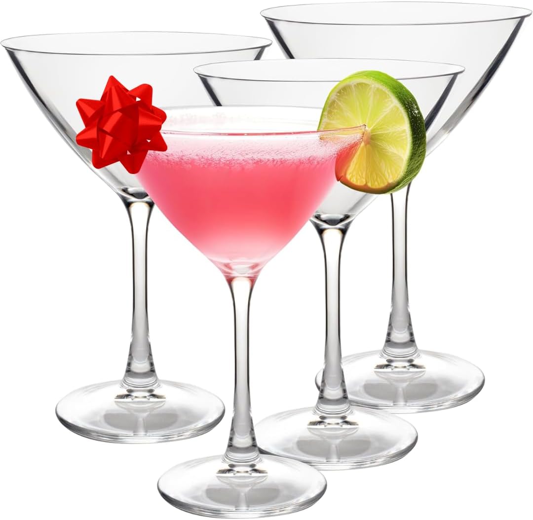 D'Eco 100% Tritan 9 oz Martini Glasses, Shatterproof Glassware, 4 Pack | Reusable