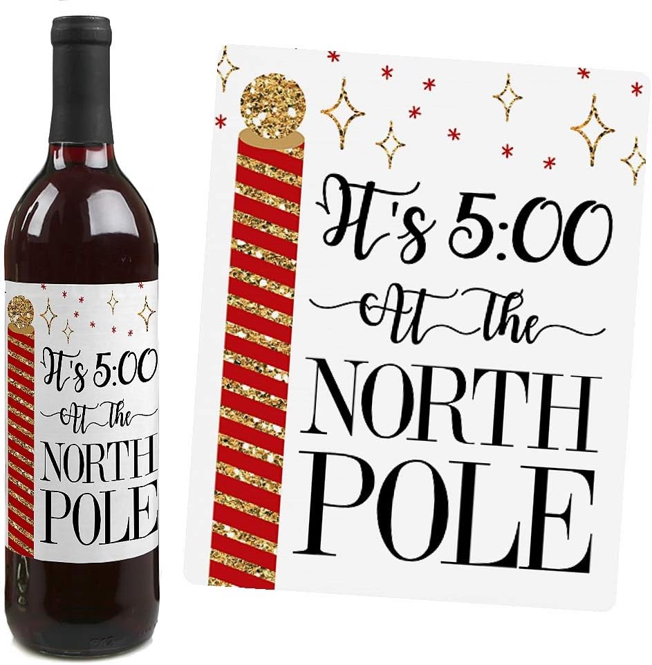 Big Dot of Happiness Ugly Sweater - Holiday and Christmas Wine Bottle Label Stickers - Set of 4