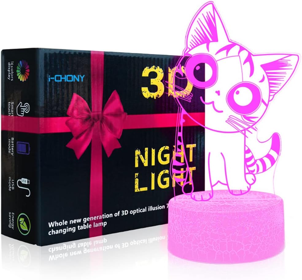 i-CHONY Dinosaur Toy T-Rex 3D Night Light for Kids, 16 Colors Dimmable Dinosaur Led Light with Remote & Smart Touch