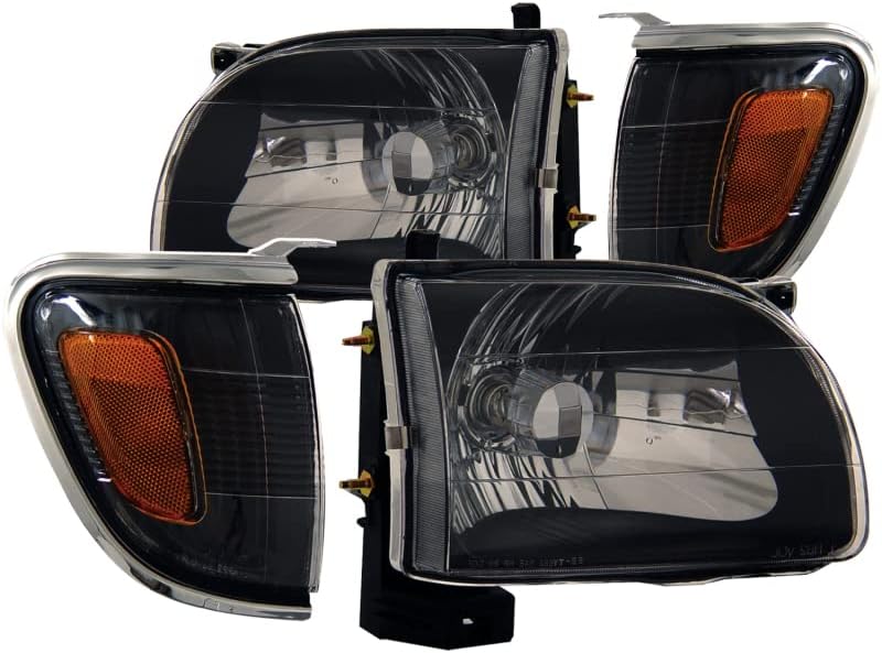 ANZO USA 121190 Crystal Headlight Set w/Corners-Black