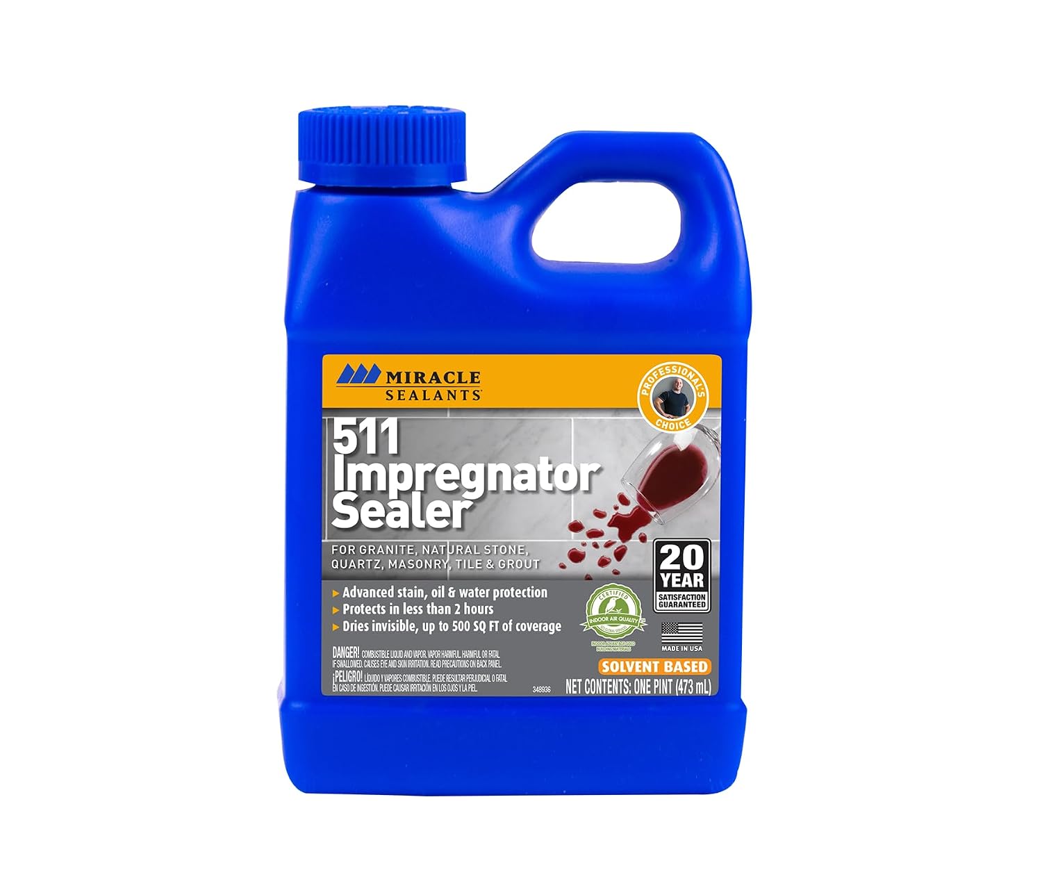 Miracle Sealants 511 Impregnator Penetrating Stone & Tile Sealer, Pint | Penetrating sealer for no-sheen stain, water & oil protection for granite, stone, tile, masonry & grout. Dries invisible.