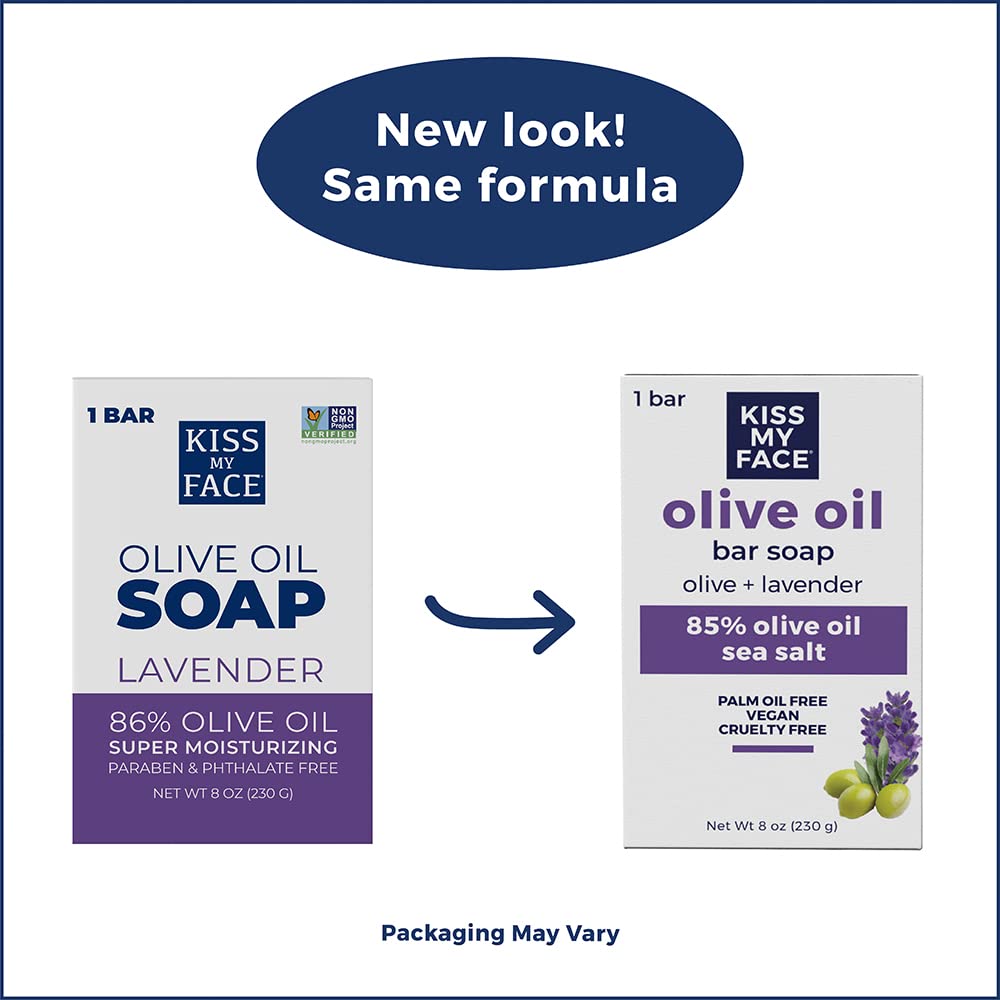 Kiss My Face Olive Oil Fragrance Free Bar Soap, Moisturizing Bar Soap, Cruelty Free Vegan Soap, Palm Oil Free, 4 Oz - 3 Count (Pack of 1)