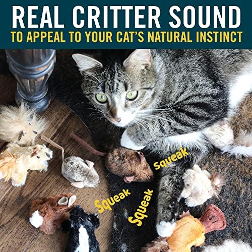 OurPets Play-N-Squeak Twice the Mice Cat Toy, 2 Piece Set, Catnip Filled | Real mouse sound effect, electronic squeaker inside, sparks hunting instinct, engaging design, for indoor felines every day
