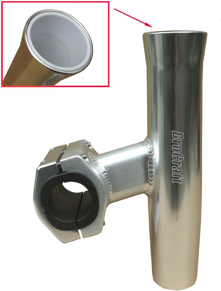 Brocraft Boat T-TOP Rod Holder/Clamp-On Rod Holder - Silver Aluminum - Horizontal Mount - Fits 1" to 2" O.D. Pipe