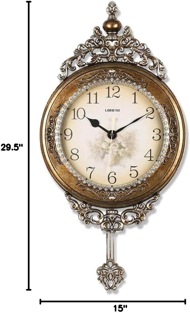 SHISEDECO 29.5" Large Vintage Antique Grandfather Pendulum Wall Clock, Blue