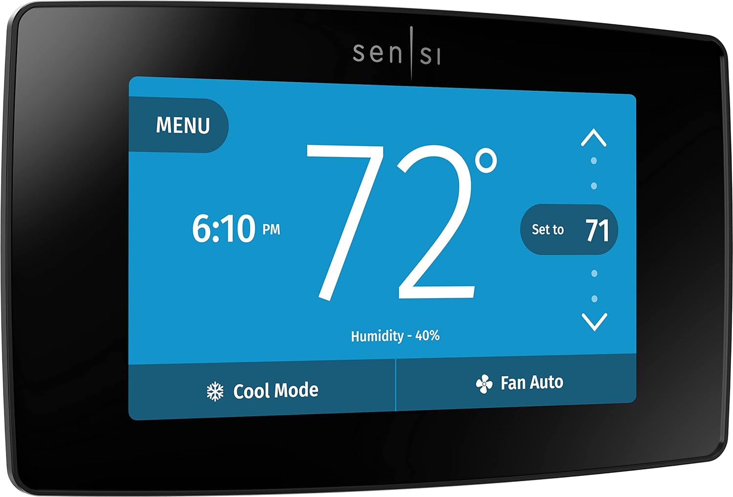 Sensi Touch Smart Thermostat by Emerson with Touchscreen Color Display, Programmable, Wi-Fi, Mobile App, Easy DIY, Data Privacy, Works with Alexa, Energy Star Certified, ST75 - Black, C-Wire Required