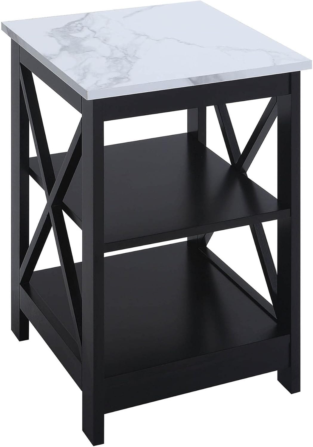 Convenience Concepts Oxford End Table 15.75" - Modern Living Room Table with Storage Shelves, Transitional Nightstand Side Table for Home Decor and Display, Espresso