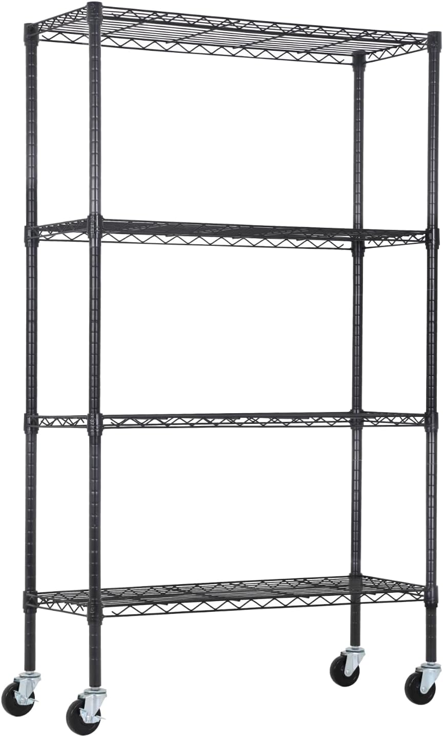 PayLessHere | 6-Tier Wire Shelf with Wheels | 45"x18"x82" | Black