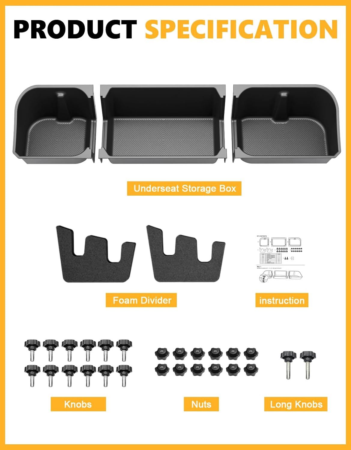 Tuyoung Under Seat Storage Boxes for 2015-2026 Ford F-150 F150 | SuperCrew Cab 2017-2026 F-250/F-350/F-450/F-550 Super Duty Heavy Duty Rear Truck Under Back Seat Box Organizer Cargo Box