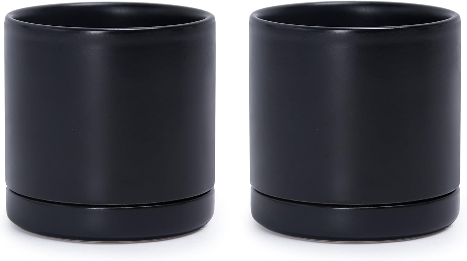 D'vine Dev 2-Pack Ceramic Pots with Saucers, White/Grey, 4.7 in, 94-V-B-6