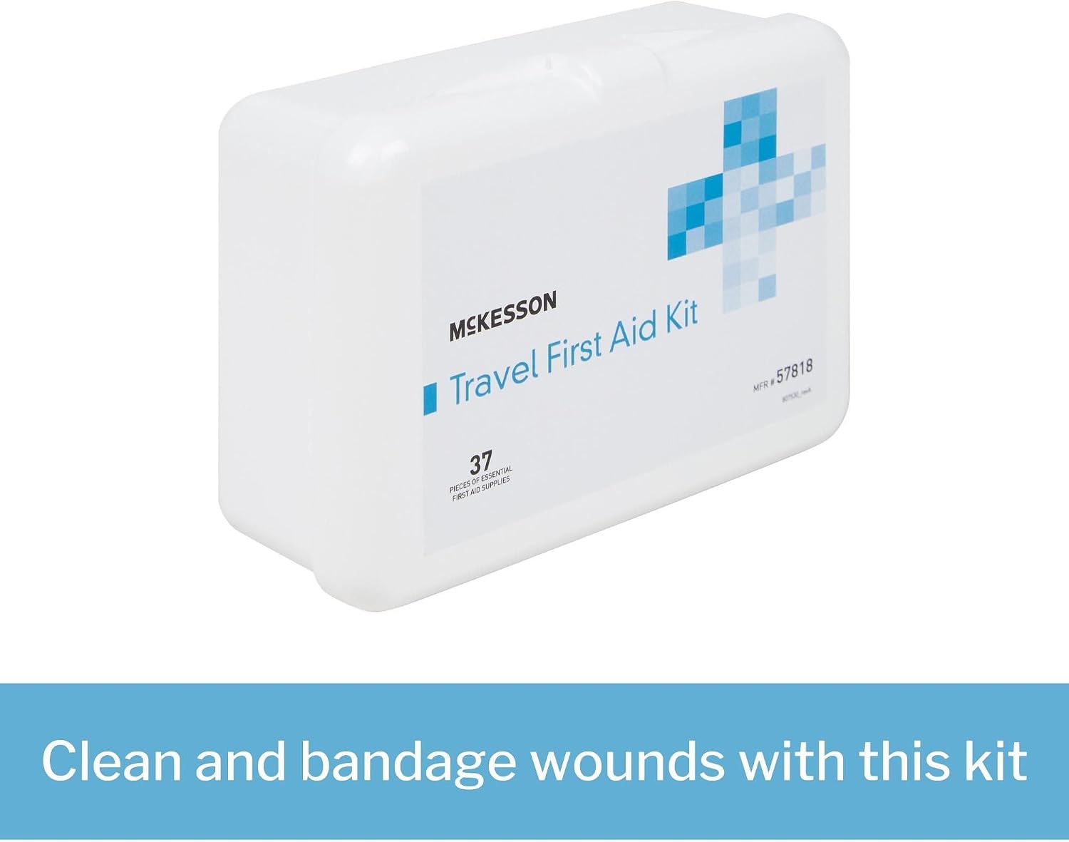 McKesson First Aid Kit - Travel Ready Portable Emergency Supplies for Minor Wound Care - Adhesive Bandages, Gauze Pads, Antiseptic Wipes