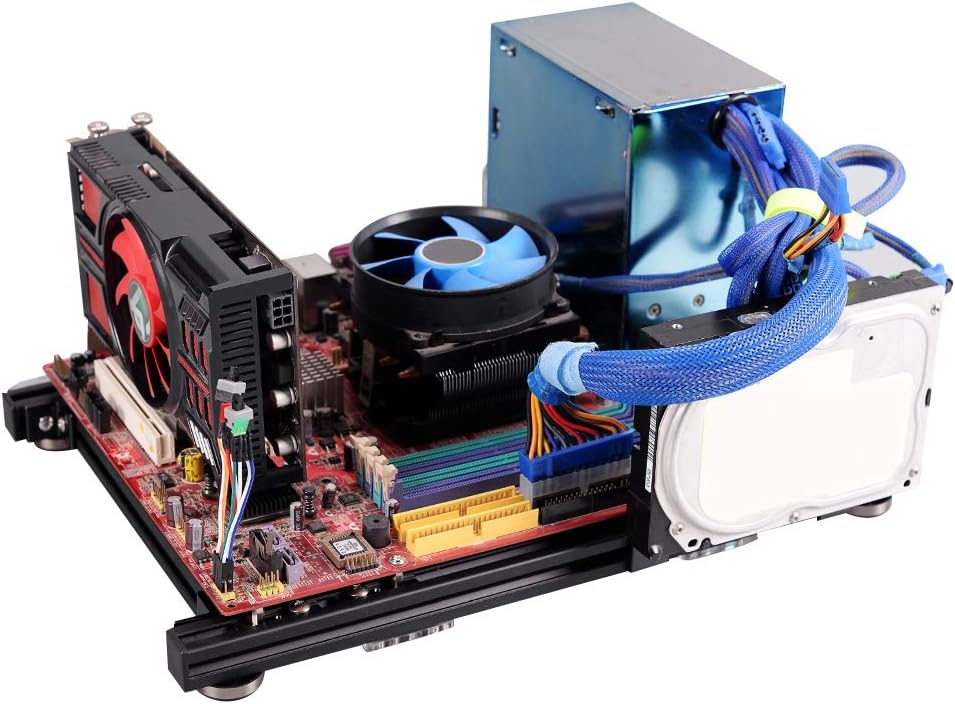 M-ATX MATX ITX Computer Open Air Case Bracket Aluminum DIY Bare Frame, Personality DIY Chassis Bracket Open Chassis,PC Test Bench(Black)