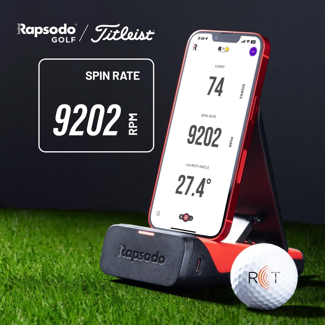 Rapsodo Mobile Launch Monitor Golf Simulator | MLM iPhone & iPad Only | Indoor & Outdoor Swing Analyzer & Tracker | GPS Satellite View | Ball Speed