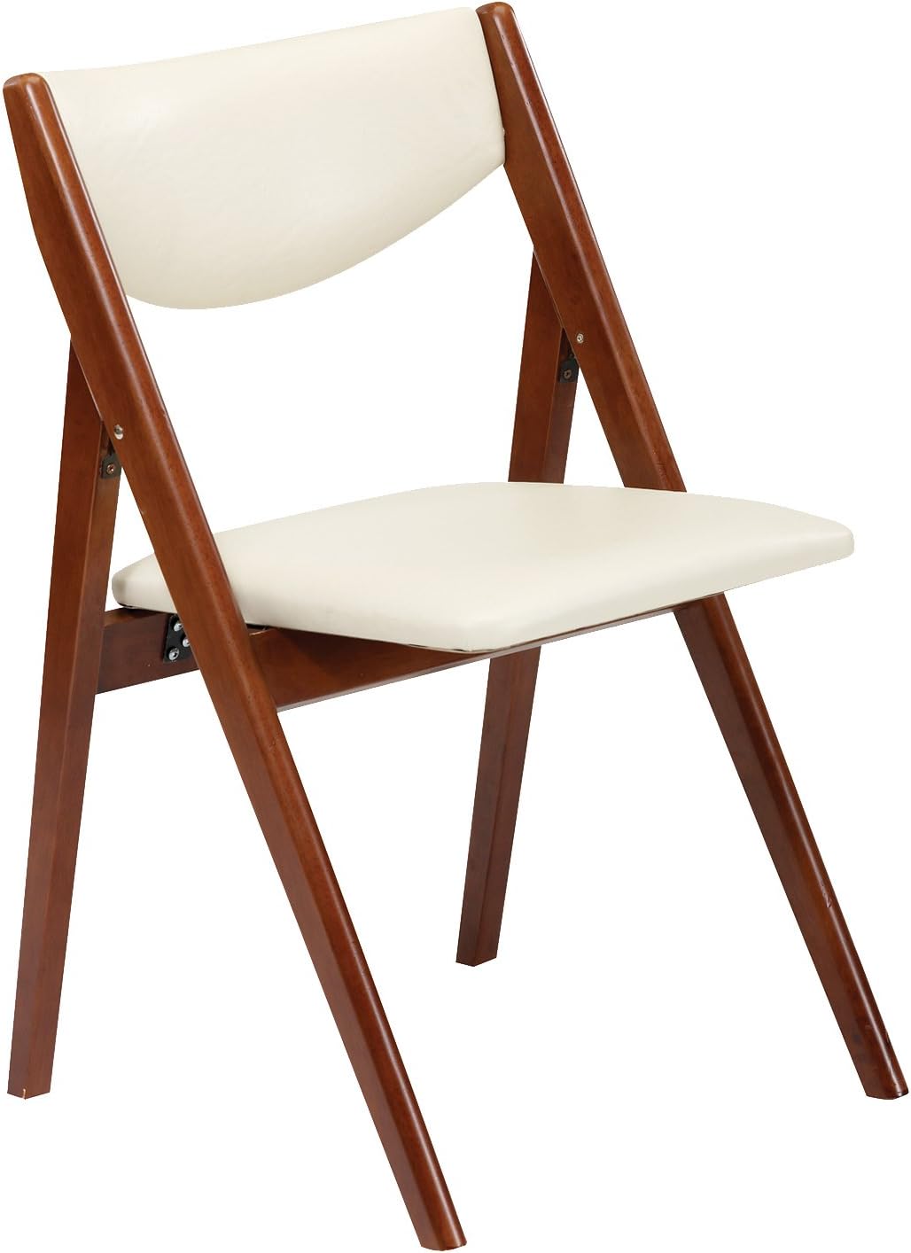 Stakmore Retro Modern Wood Folding Chairs Set of 2, Padded Upholstered Seat, Solid Hardwood Dining & Card Table Chairs, A-Frame Design, Steel Folding Mechanism, No Assembly, Space Saving, Cherry Frame