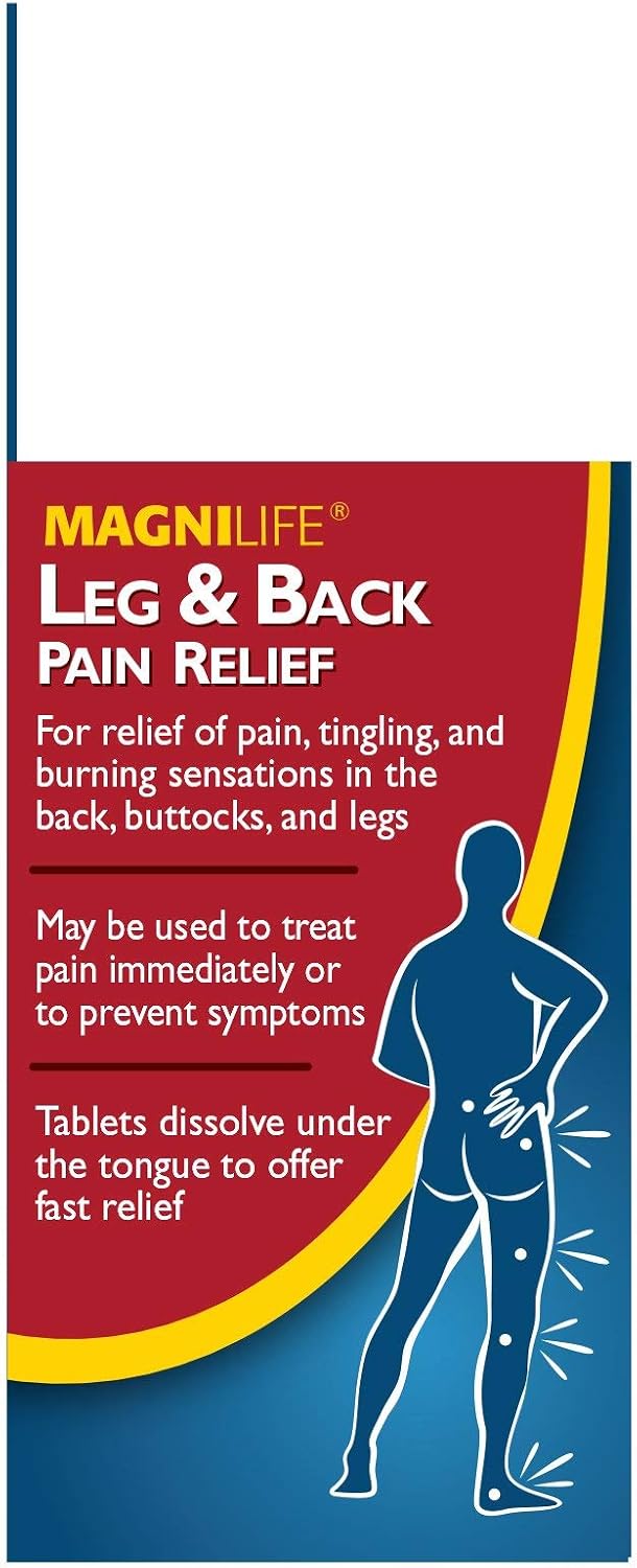 MagniLife Leg & Back Pain Relief Tablets, 125 Ct, Fast-Acting Pain Relief Naturally Soothes Burning, Tingling & Stabbing Aches