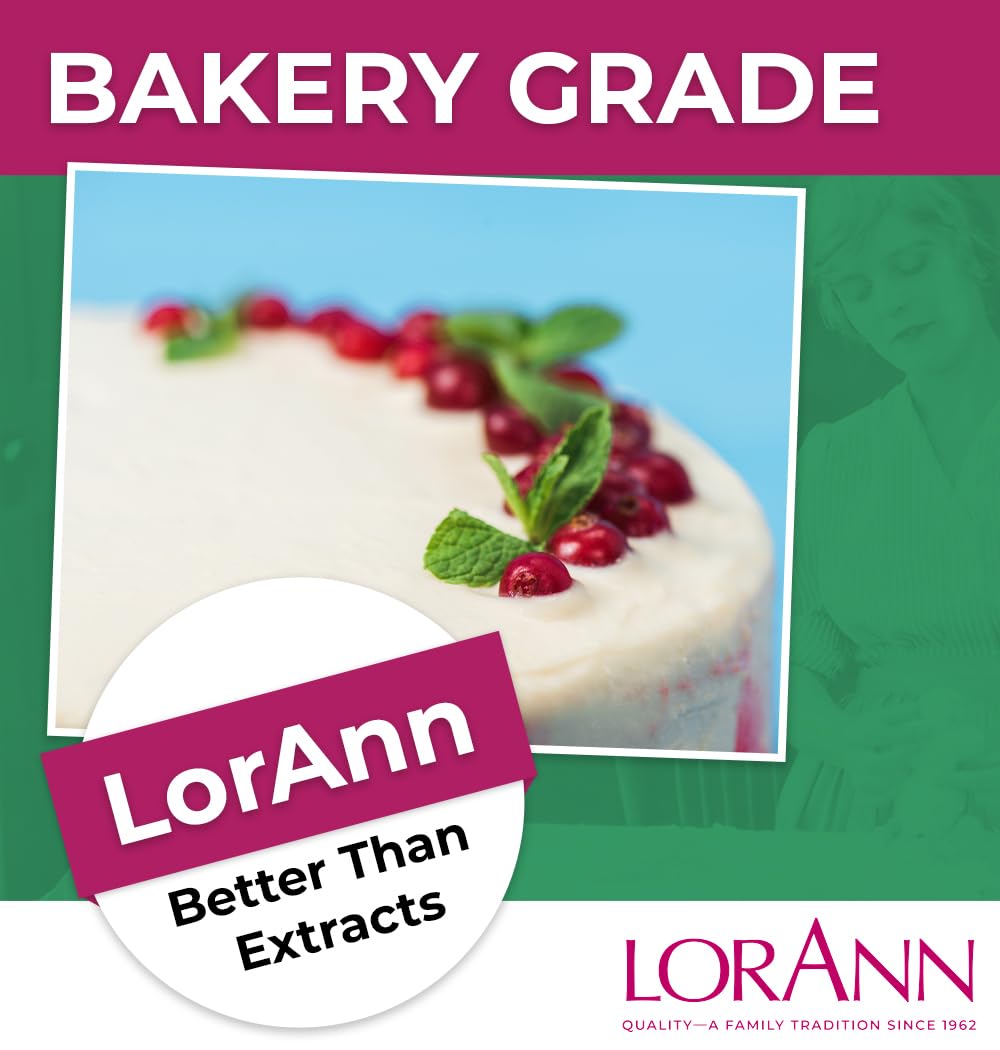 LorAnn Oils Peppermint Bakery Emulsion: True Essence, Ideal for Boosting Fruit Tones in Cakes, Cookies & Desserts, Gluten-Free, Keto-Friendly, Extract Substitute Essential for Your Kitchen, 16 Oz