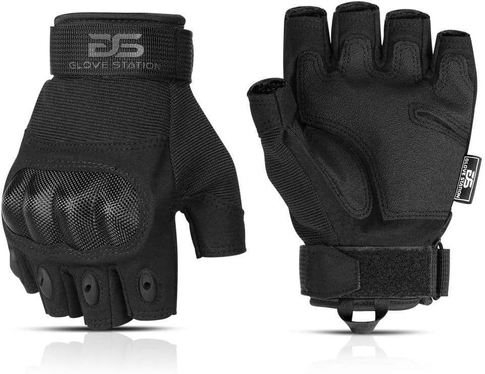 Glove Station Fingerless Knuckle Motorcycle Gloves, TACHK200
