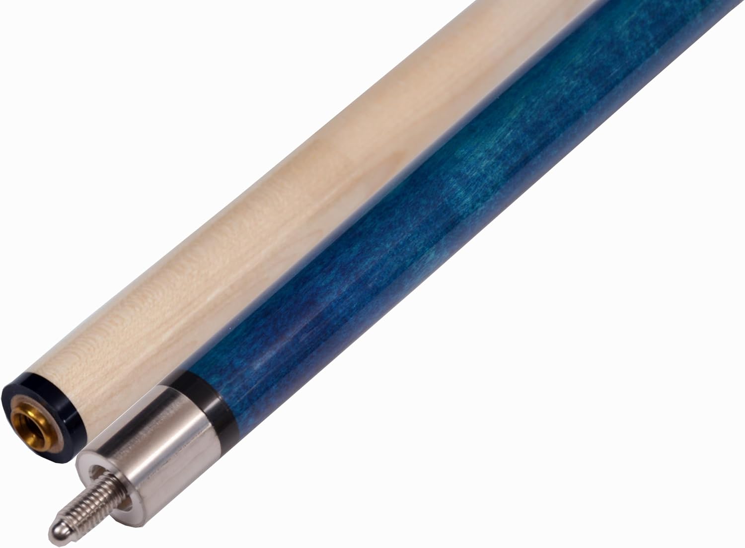 Accuplay Billiards 58" - 2 Piece Break Pool Cue Stick Made of Hardwood Canadian Maple - 23 Ounce Choose Black, Red, Green or Blue