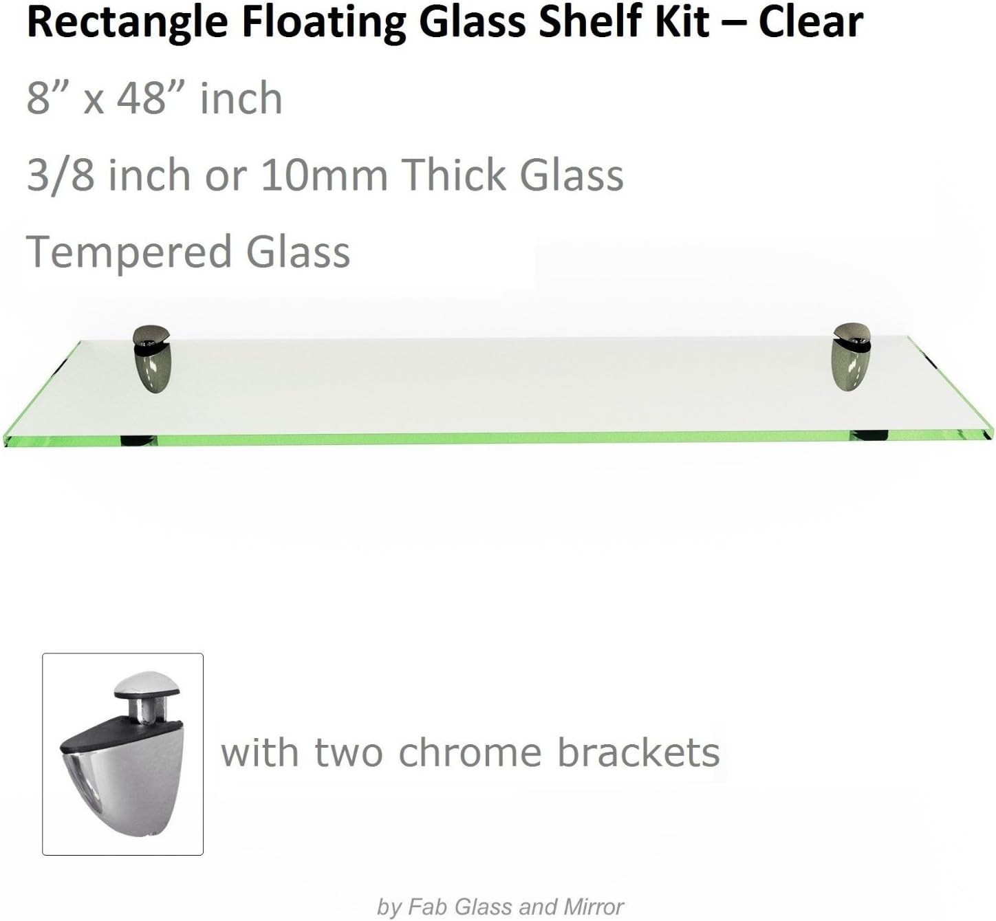 Fab Glass and Mirror Glass Shelf 8" X 30" Clear
