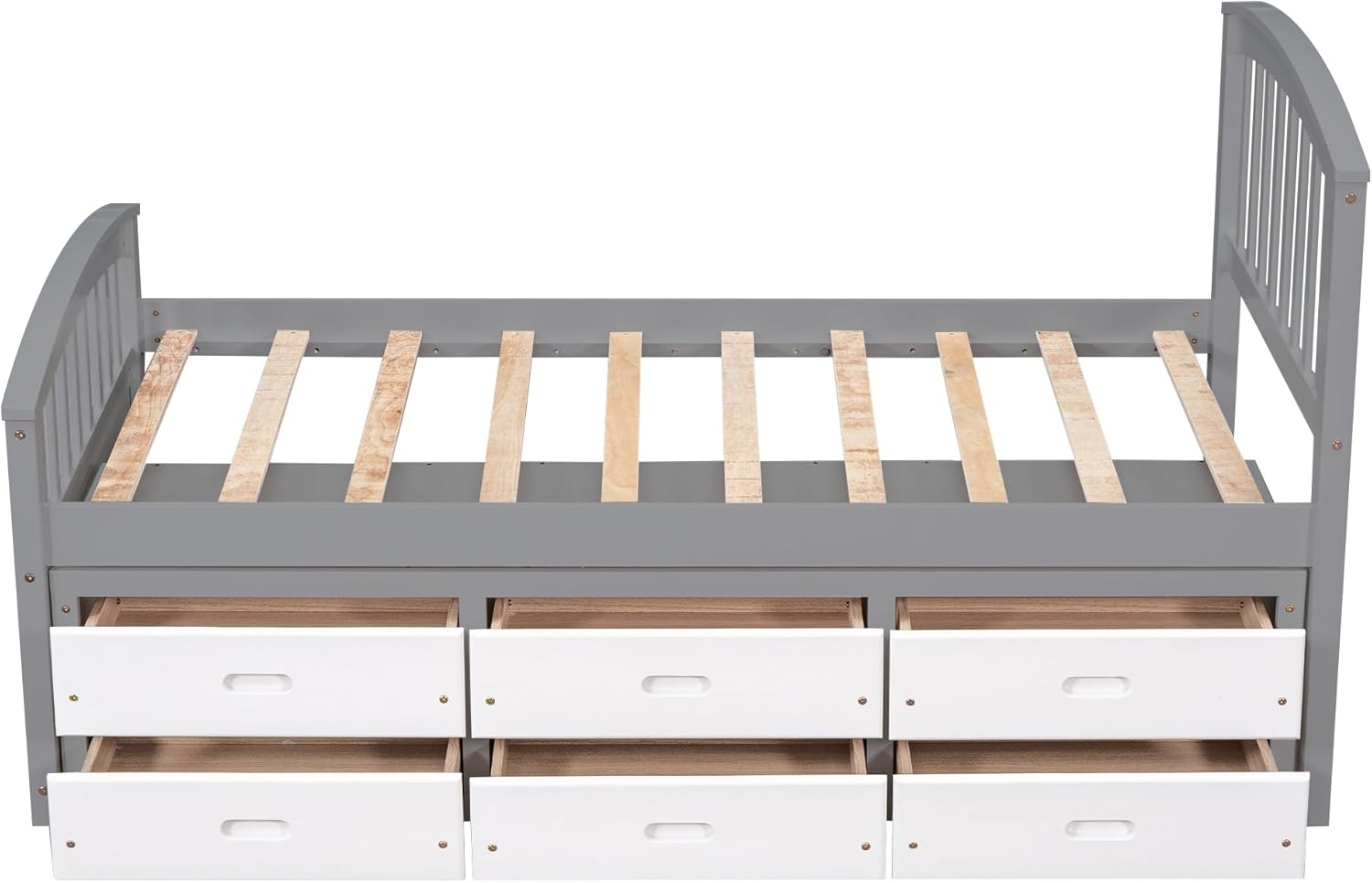 Merax Twin Size Platform Storage Bed Solid Wood Bed with 6 Drawers