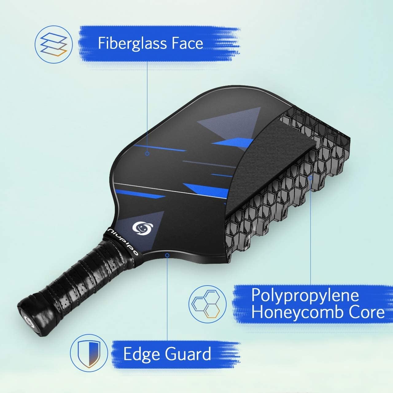 niupipo Pickleball Paddles Set of 2 or 4, USAPA Approved Fiberglass Pickleball Paddle Set with Balls and Bag, Polypropylene Honeycomb Core