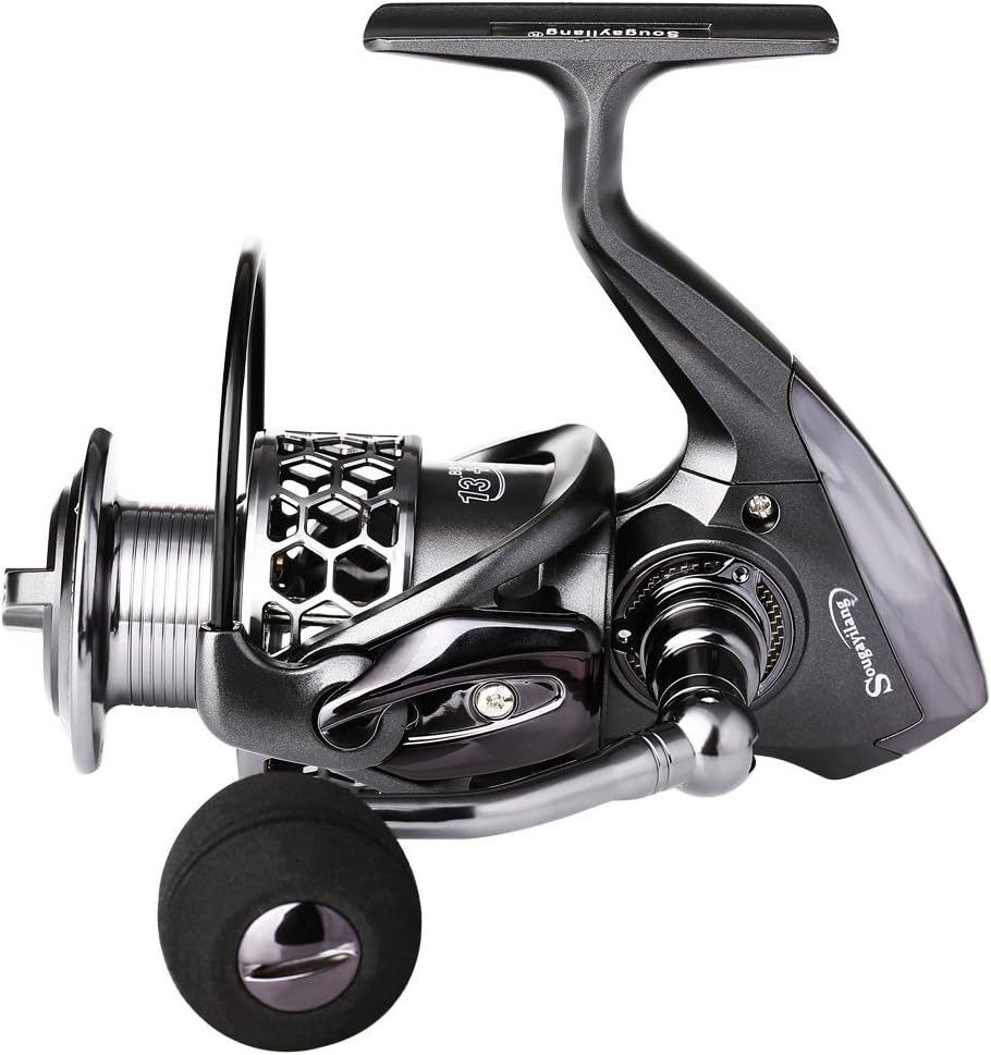 Sougayilang Fishing Reel 13+1BB Light Weight Ultra Smooth Aluminum Spinning Fishing Reel with Free Spare Graphite Spool