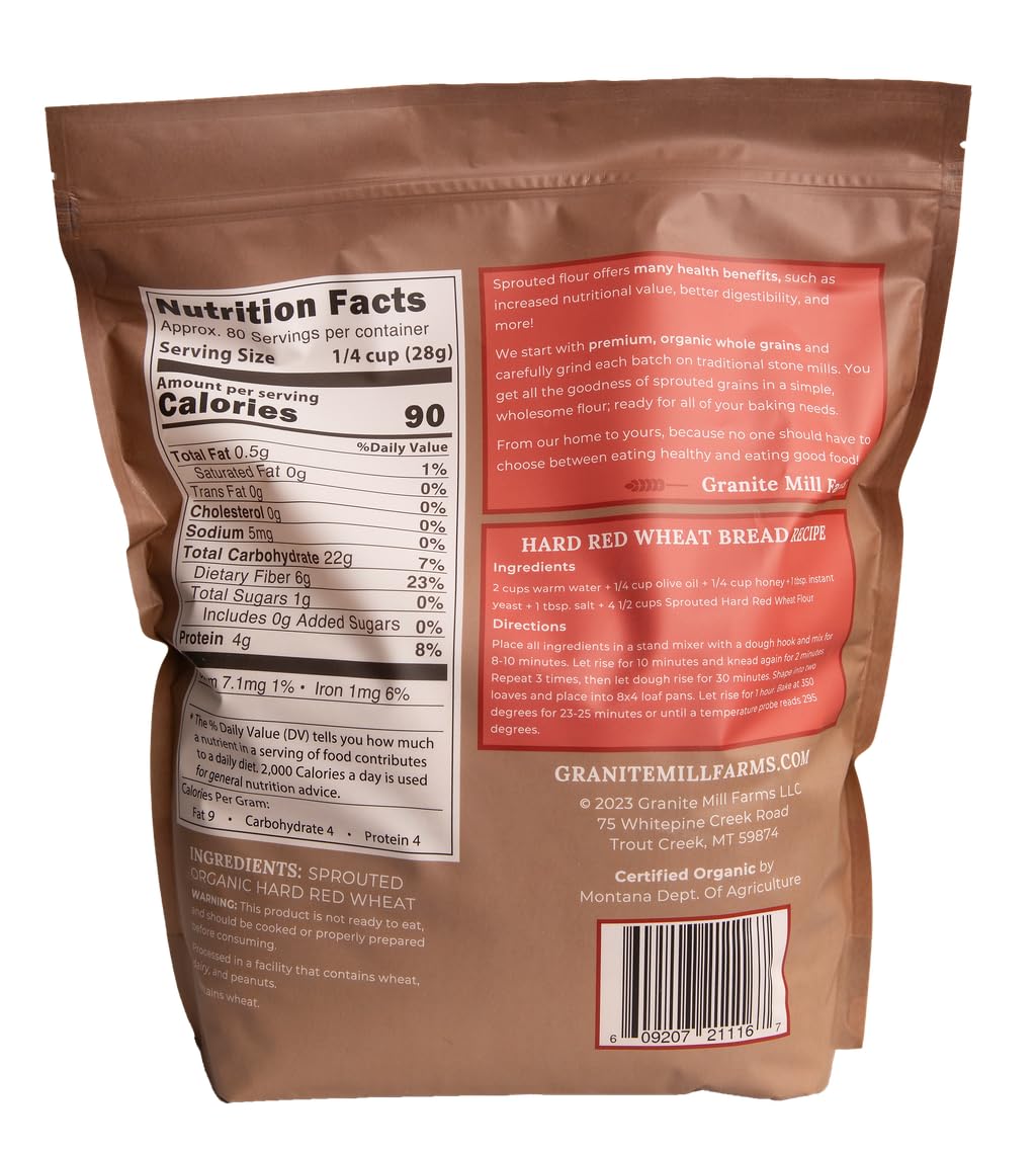 Granite Mill Farms Sprouted Organic Hard Red Wheat Flour, 5 lb
