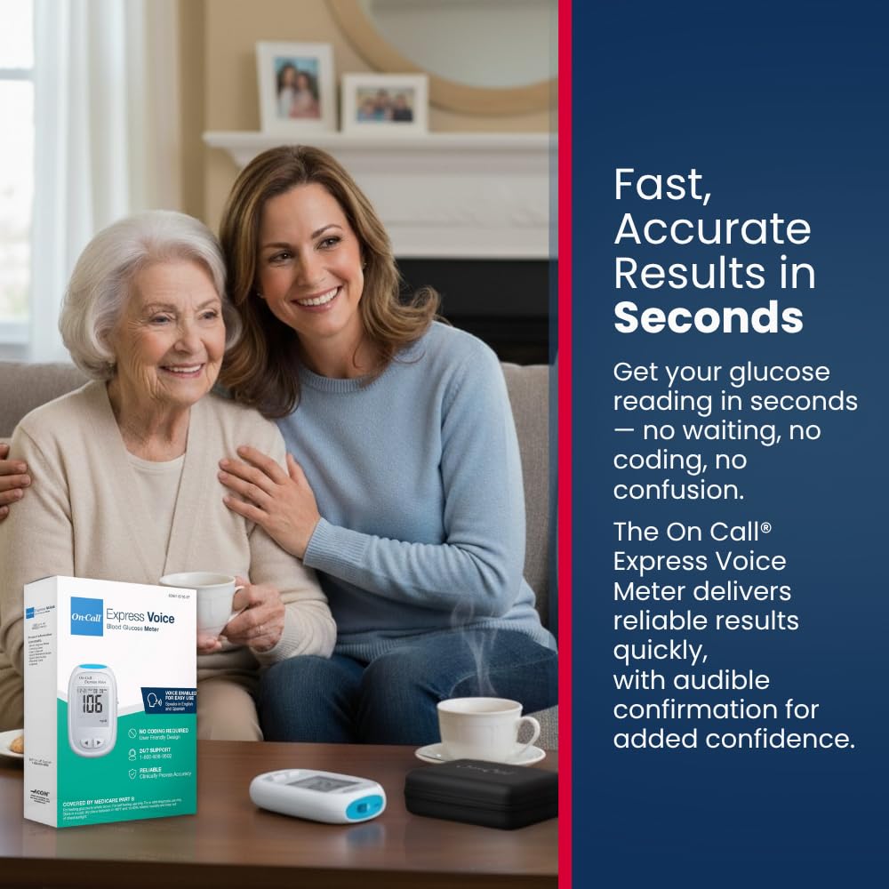 On-Call Blood Glucose Meter Express Voice, Bilingual (English/Spanish)