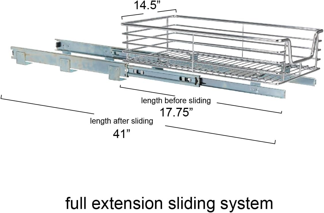 Household Essentials Glidez 2‑Tier Multipurpose Chrome‑Plated Steel Pull‑Out/Slide‑Out Under Cabinet Organizer, Chrome Finish