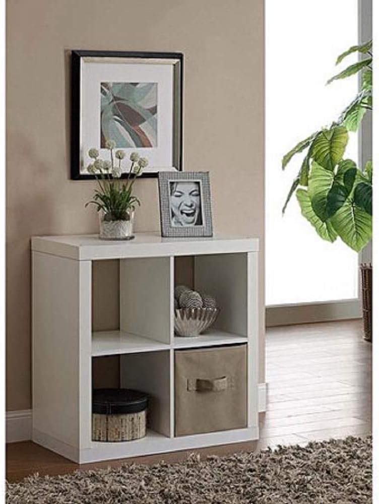 Better Homes and Gardens Bookshelf Square Storage Cabinet 4-Cube Organizer White