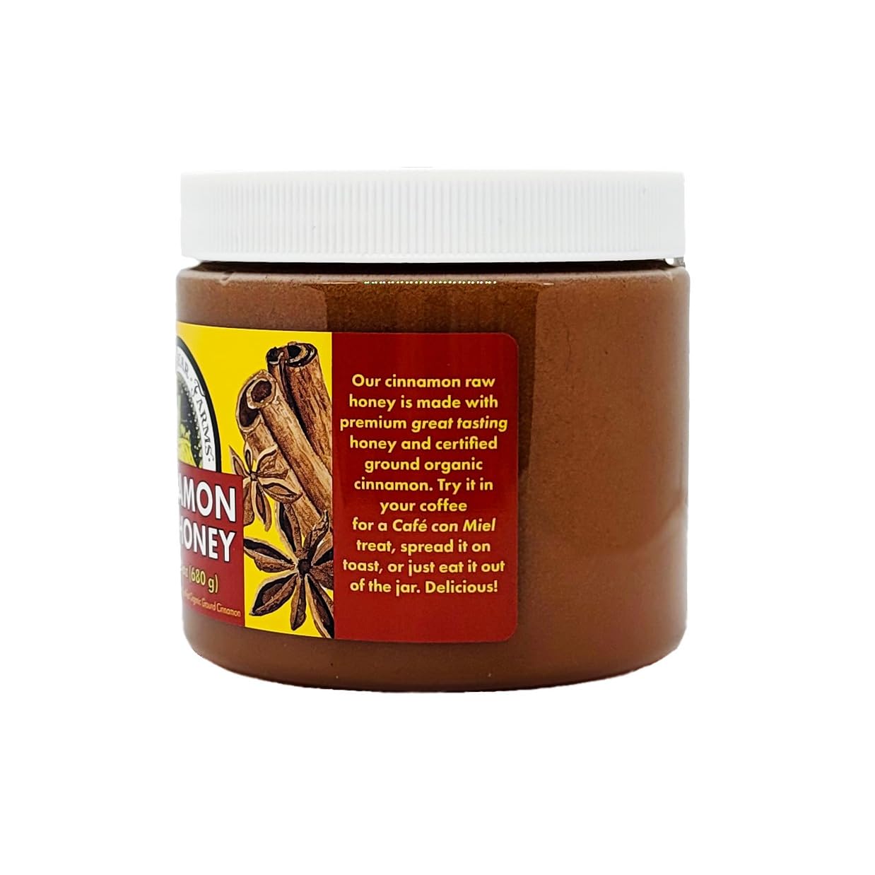 Cinnamon Honey 24oz - Creamy Raw Honey with Certified Organic Cinnamon - Sleeping Bear Farms - Unprocessed Untreated Spreadable Honey - Natural