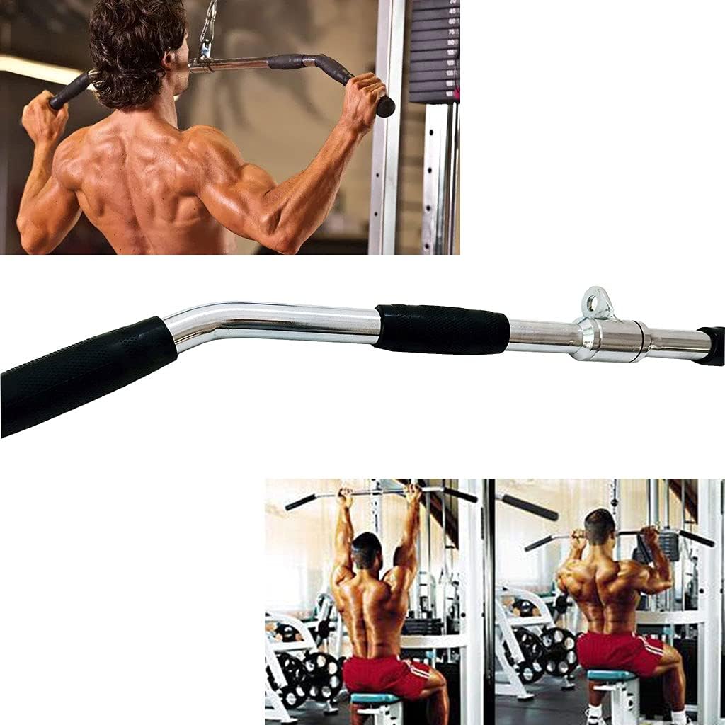 Revolving Lat Pulldown Bar for Cable Machine, Straight Bar with Rubber Grip - Tricep Press Down, Curl & Back Exercise Attachment for Home Gym