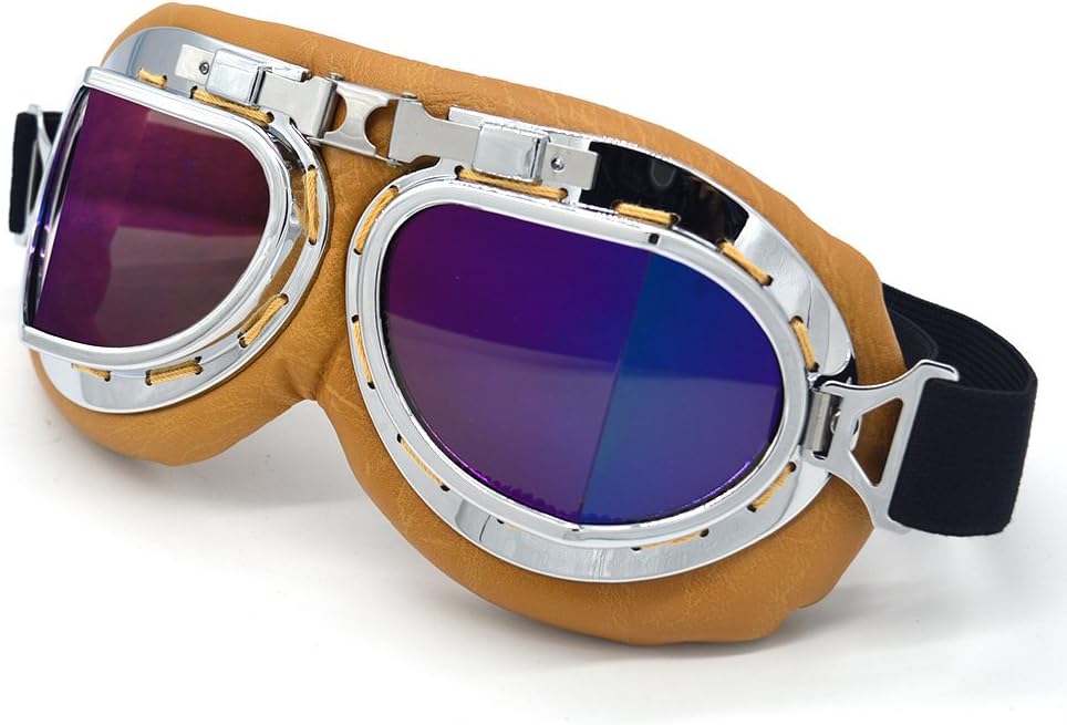 Motorcycle Goggles Anti Fog&Wind&Dust&Sand Aviator Pilot Motocross | Dirt Bike Atv Riding Goggles with Yellow Lens,Fit Over Glasses or Helmet
