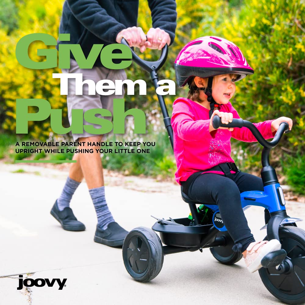 Joovy Tricycoo 4.1 Kids Tricycle with 4-Stages Featuring Extra-Wide Front Tire, Removable and Adjustable Parent Handle, Safety Harness