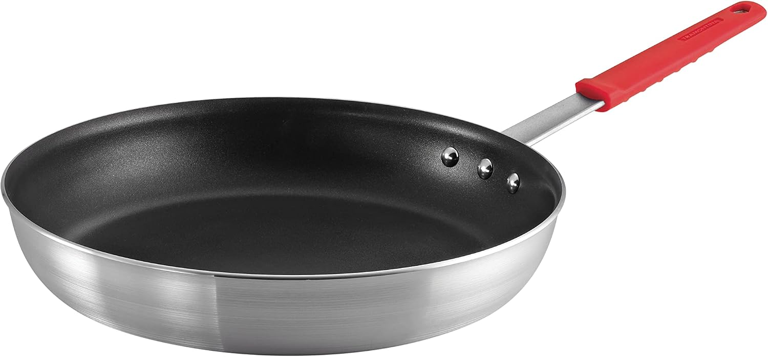 Tramontina Professional 8-Inch Non Stick Small Frying Pan | Heavy-Gauge Aluminum Skillet with Reinforced Nonstick Coating, Red Handle, Dishwasher and Oven Safe, Made in Brazil