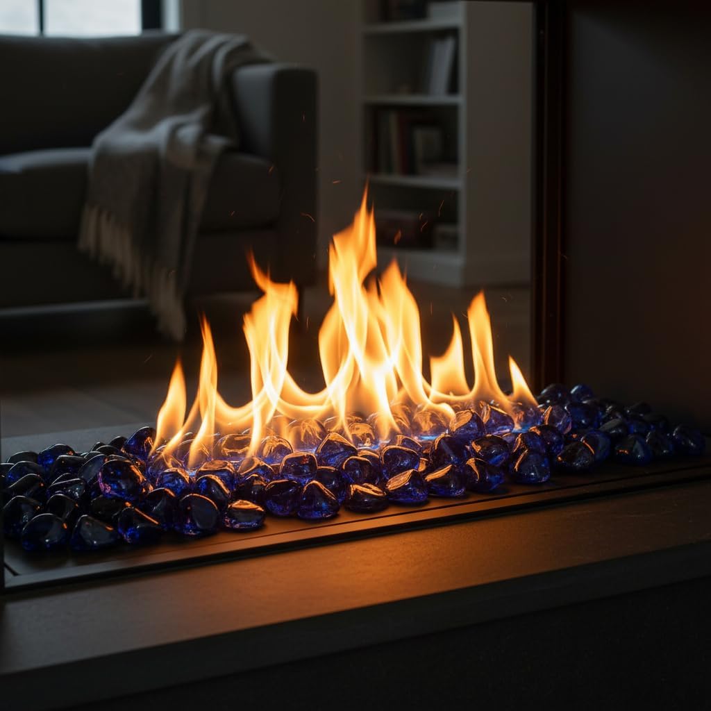 Mr. Fireglass 10 Pounds 1 Inch Diamond Fire Glass, High Luster Crystal Ice | Reflective Fire Pit Glass Rocks,10 lbs, For Propane & Natural Gas Fire Pits Table Fireplace & Lanscape