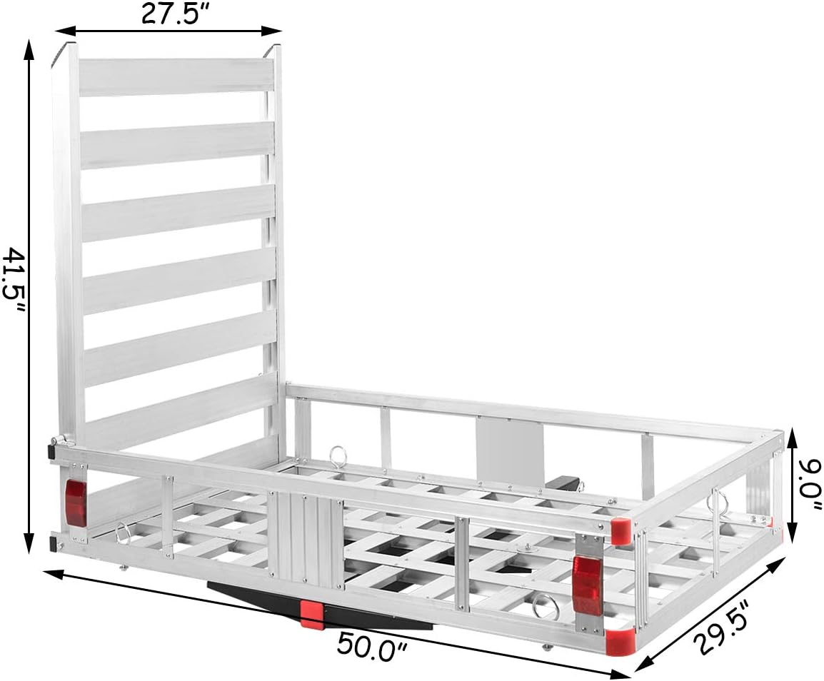 Goplus Hitch Cargo Carrier, 50"x29.5" Aluminum Wheelchair Scooter Mobility Carrier with Ramp, Trailer Hitch Mount Cargo Carrier for Truck SUV Van Car