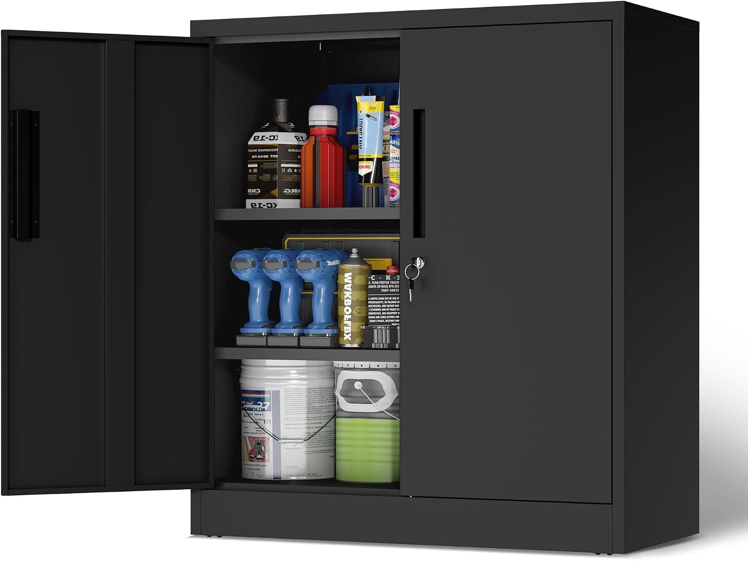 Metal Storage Cabinet for Garage, Tool Cabinet, Utility Cabinet | Wheeled, Rolling Tool Cabinet, 6 Drawers, Top Countertop, Pegboard, Assembly Required, Black