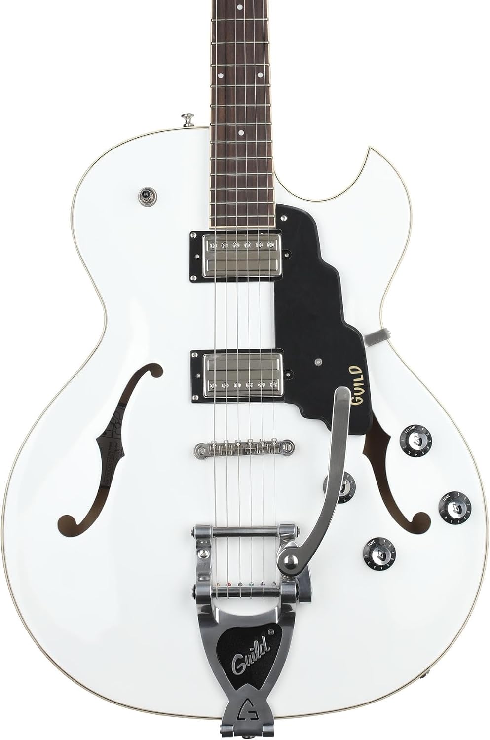 Guild Guitars Starfire I SC Semi-Hollow Body Electric Guitar, Snowcrest White, Florentine-Cut w/tremolo, Newark St. Collection