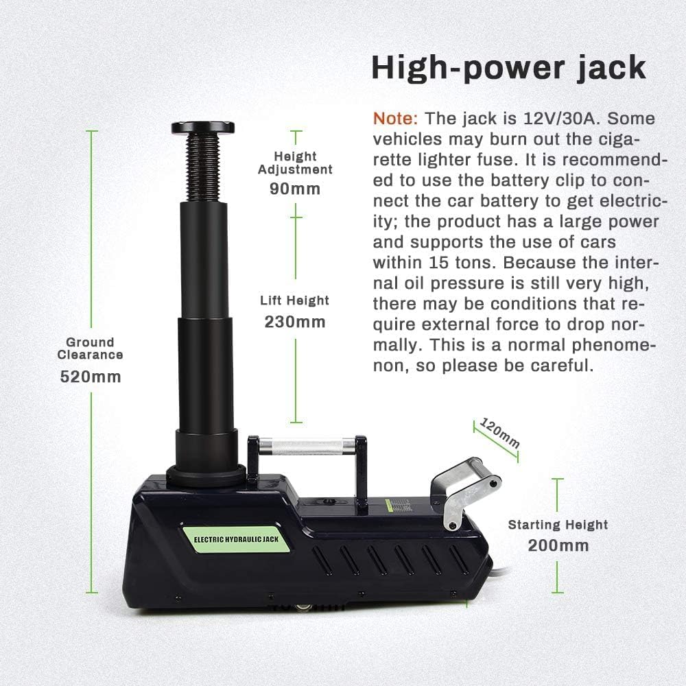 15 Ton Electric Hydraulic Car Jack,12V DC Electric Floor Jack with LED